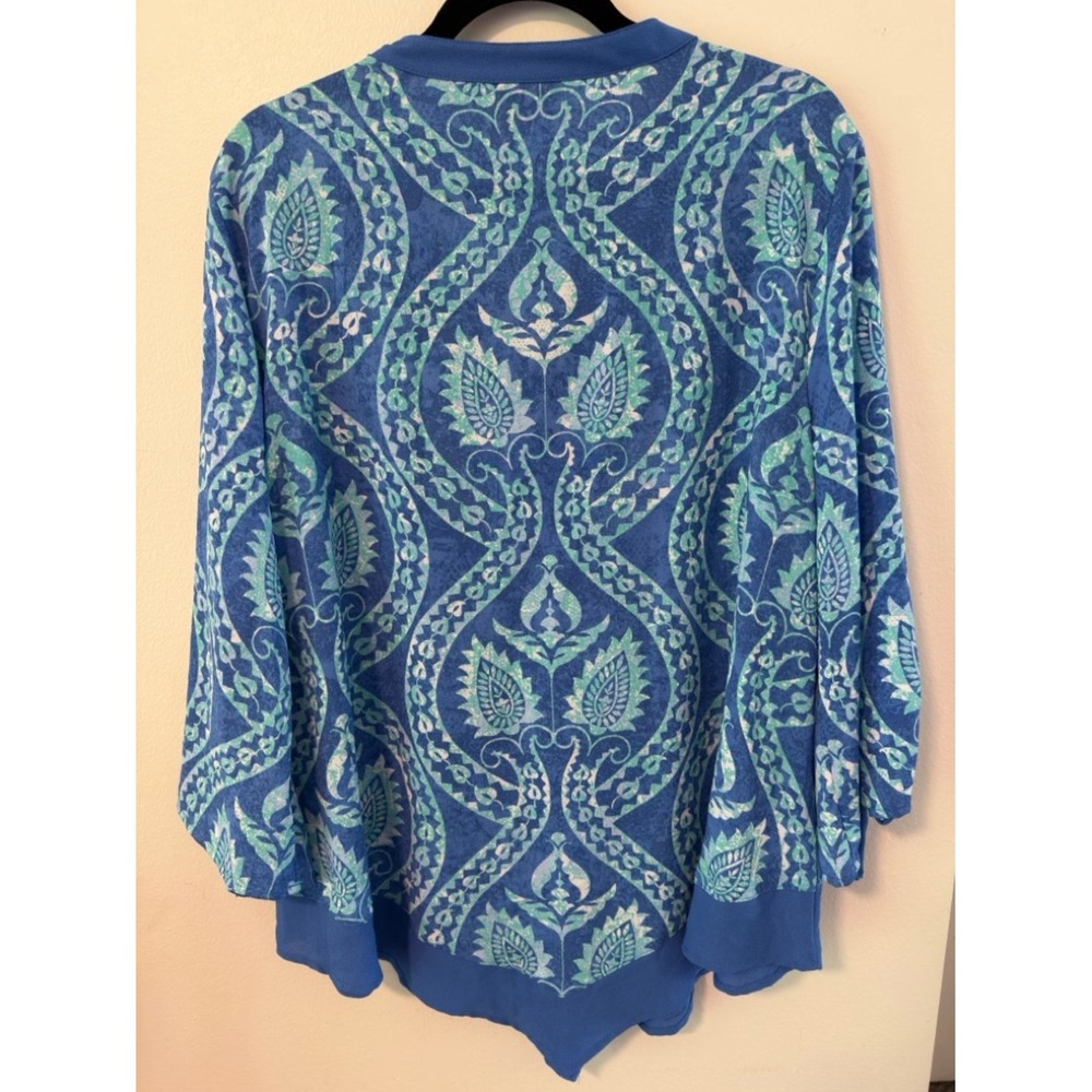 Ruby Rd. Blouse L Blue Paisley - Picture 7 of 8